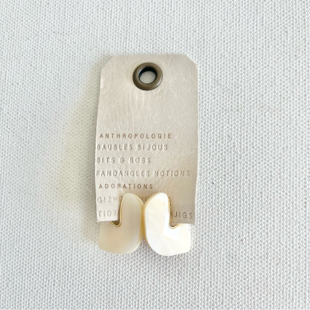 Anthropologie Resin Stone Circle Post Cream Earrings